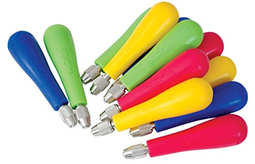 Speedball Linoleum Cutter Handles, 12-Pack, Color-Coded for Lino Printmaking Tools