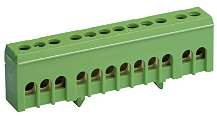 REV Verteilerklemme - Reihenklemme für Hutschiene 12-fach, max. 16 mm², grün