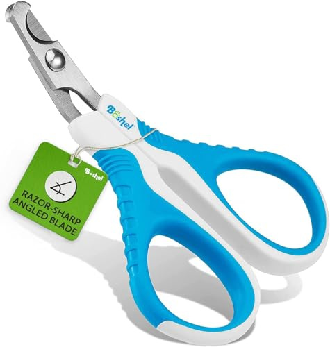 BOSHEL Cat Nail Clippers Trimmer Safe, Sharp Angled Blade - Non-Slip Handle - Cat Dog Nail Clippers Scissors - for Small Dogs, Cats, Birds, Rabbits - Professional, Easy At Home Grooming