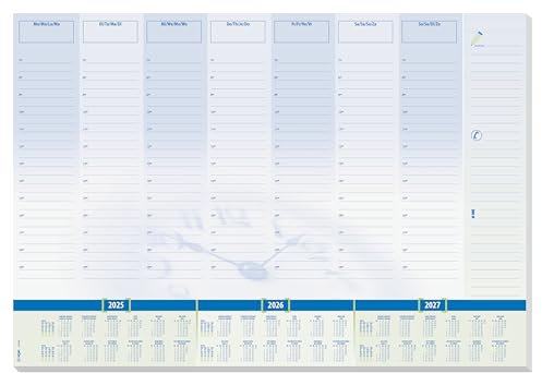 SIGEL HO350 Papier-Schreibtischunterlage, ca. DIN A2 - extra groß, mit 3-Jahres-Kalender, Tages- und Wochenplan mit Stundeneinteilung, 30 Blatt, vegan, aus nachhaltigem Papier