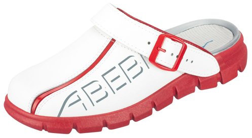 Abeba Berufsschuh-Clog Herren, Damen Dynamic Clog 7313 - 41 Arbeitsschuh, Weiß Rot mit Aufdruck, EU