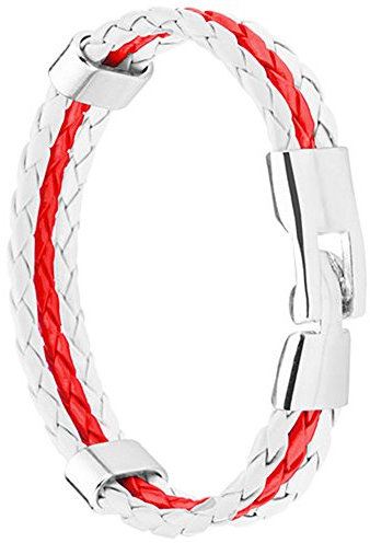 Piersando Armband Armreif geflochten Leder Fahne Motiv Fussball EM & WM Fanartikel Land Flagge Ärmel Schmuck Damen oder Herren Schweiz 19cm