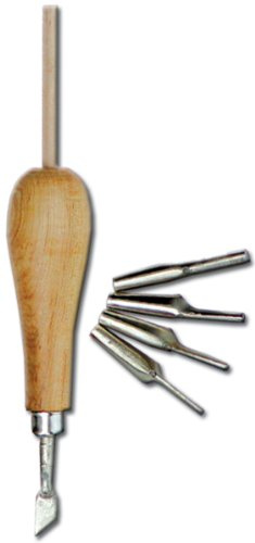 Invovart Lino Cutter Set with Wood Handle and 5 Cutters