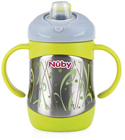 Nuby ID10260 Thermo Edelstahl Trinkbecher mit Trinktülle, 220ml