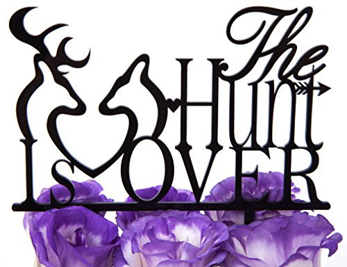 LOVENJOY The Hunt is Over Hirsch Cake Topper Hochzeit Tortendeko Acryl Buck and Doe Hochzeitstorte Deko, Geschenkverpackung