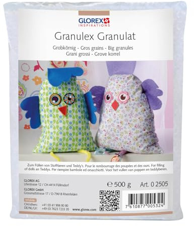 Philips Lighting Glorex 0 2505 – Granulés épais 500 g – Remplissage de poupées et Peluches, Lavable, Blanc.