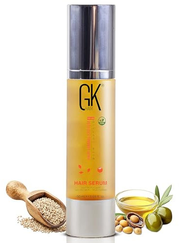 GK Hair Cheratina Globale Siero per Capelli all'Olio di Argan Bio Controllo del Crespo Riparazione dei Capelli Secchi e Danneggiati Effetto Levigante 1.69 Fl Oz