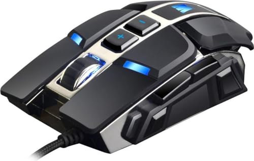 WASDkeys M300 Gaming Maus Pro Laser USB LED (austauschbare Seitenteile, mit Beleuchtung, 4000 dpi, 6 Tasten Gamer Mouse, Software & On-Board Memory, für PC, Computer, Laptop, Macbook), schwarz