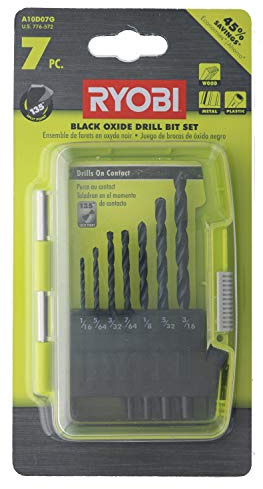 Ryobi A10D07G Black Oxide Drill Bit Set, 7 Pcs
