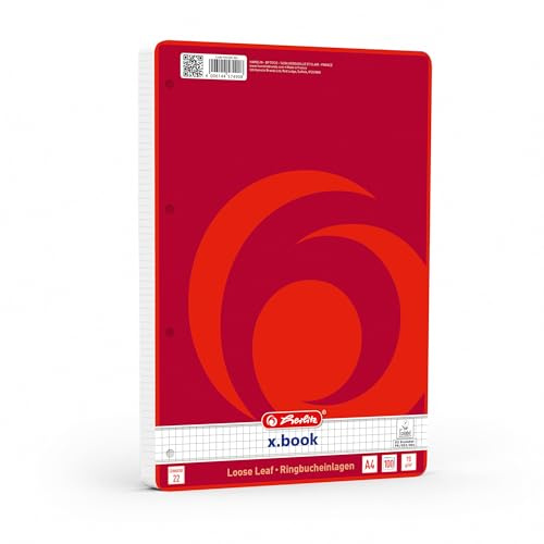 LANDRE 100050461 - Fogli per raccoglitore ad anelli, formato A4, 100 fogli a quadretti, 70 g/m², senza legno, angoli arrotondati forati, inserto di carta