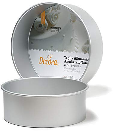 Decora, 0062615 Moule Professionnel Rond Ø 35 x 10 cm de Hauteur, en Aluminium anodisé, sans Points de Soudure, Design Professionnel, Argent