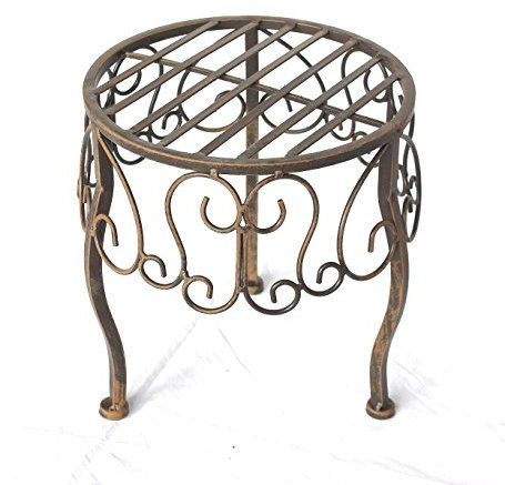 DanDiBo 140129 M - Taburete para flores (metal, redondo, 30 cm), color marrón