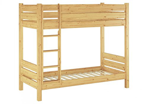 Erst-Holz Etagenbett extra stabil 100x220 Ueberlaenge, Nische 100, mit 2 Rollroste 60.16-10-220