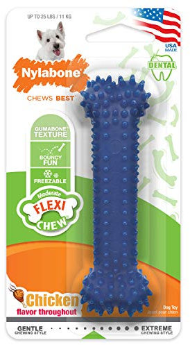 Nylabone, mässiger dentaler Kauknochen für Hunde, flexibler Kauknochen, Hühnergeschmack, klein, geeignet für Hunde bis zu 11 kg