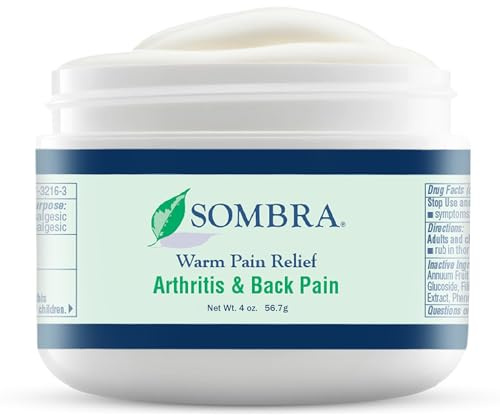Sombra Warm Pain Relief Gel, Warm Relief for Arthritis and Chronic Pain Pre-Workout Muscle Rub Vegan Formula Free of Artificial Fragrances, Dyes, NSAIDs, Wax, Petroleum, Alcohol - 4oz Jar