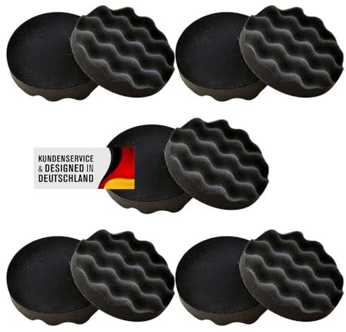 XXL Set économique – Pro 10 x éponge de polissage gewaffelt Soft/Medium pour machine – auto-agrippant – 180 mm – Voiture parfaite polir