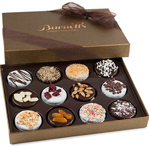 Barnetts Mothers Day Gift Basket, 12 Chocolate Covered Cookies Gourmet Candy Box Baskets for Mother, Mom, Grandmother, Grandma, Prime Food Delivery, Gifts for Him, Her, Wife, Sister, Daughter, Women