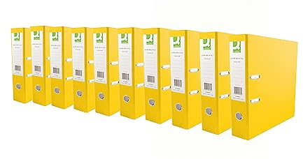 Q-Connect 70mm Lever Arch File Polypropylene A4 Yellow (10 Pack) KF20023