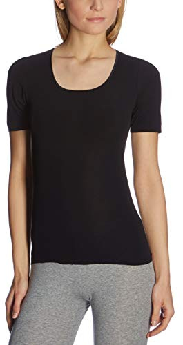 Schiesser Damen Spenzer halbarm Luxury Baumwolle Unterhemd, schwarz_200764, 46