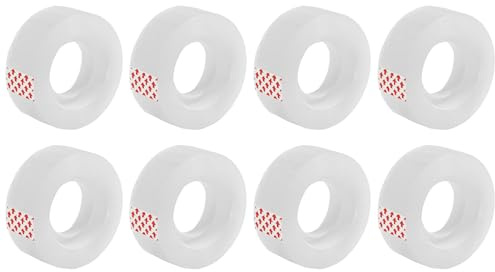 D.RECT självhäftande tejp transparent – paket med 8 rullar kontorstejp 18 mm x 30 m – stark vidhäftning klibbig tejp för skola hem och kontor