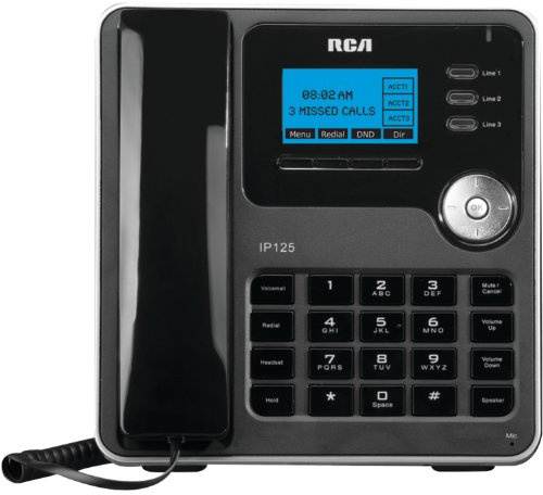 RCA RCA-IP125 3-Line HD Voice Full Duplex IP Phone with PoE