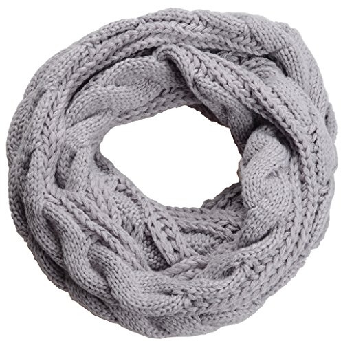 NEOSAN Womens Thick Ribbed Knit Winter Infinity Circle Loop Scarf Twist Grey