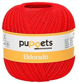 Puppets Eldorado Stärke 10 4574010-07046 rot Häkelgarn, 100% Baumwolle