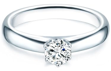 Trilani Damen-Ring/Verlobungsring/Solitärring Sterling Silber rhodiniert Zirkonia weiß