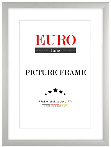 EUROLine35 Cornice foto in legno 42 x 33 cm su misura - colore: Argento opaco | taglia selezionabile | con vetro acrilico antiriflesso | cornici per foto | Manifesti | puzzle