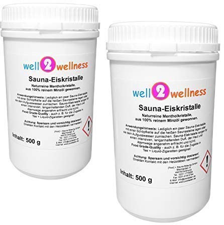 Sauna - Eiskristalle/Menthol - Kristalle 1,0 kg (2 x 500g Dosen) - aus 100% reinem Minzöl