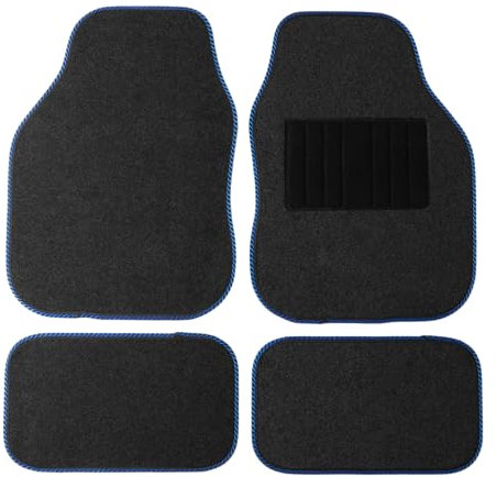 Sakura BMS1BU Autoteppich, Anthrazit mit blauem Rand