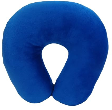 Wolf Essentials Adult Cozy Soft Microfiber Neck Pillow for Travel – Compact, Machine Washable - Perfect for Airplane, Car, or Home Use - Filled and Finished in The USA – Blue