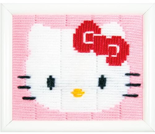 VERVACO Set Ricamo Punto Croce Bambini Hello Kitty Mezzo Punto per Bambini ca. 16 x 12,5 cm Ricamo Principianti Punto Croce Prestampato Set Fai da Te Passatempi Creativi Bambini