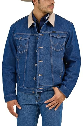 Wrangler Men's Cowboy Cut Western Lined Denim Jacket, Denim/Blanket, XX-Large