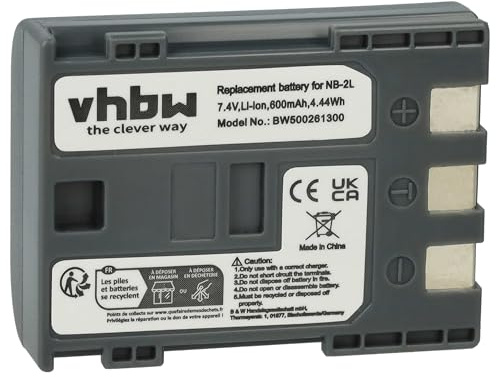 vhbw Akku kompatibel mit Canon Legria MVX35i, MVX40, MVX45i Videokamera Camcorder (600 mAh, 7,2 V, Li-Ion)