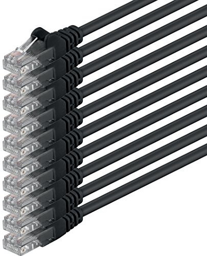 1aTTack.de 10x 3.0m Câble Réseau Cat6 Cat 6 - RJ45 Ethernet LAN DSL Routeur Modem - Noir