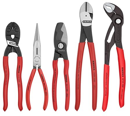 KNIPEX - 9K 00 80 108 US Tools - 5 Piece Automotive Starter Pliers Set (87 01 250, 95 11 200, 26 11 200, 74 01 250, 71 31 200) (9K0080108US)