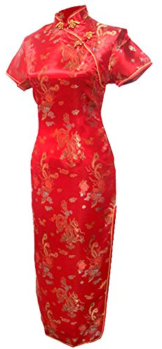 7Fairy Women's VTG Red Long Chinese Wedding Evening Dress Cheongsam Size 4 US