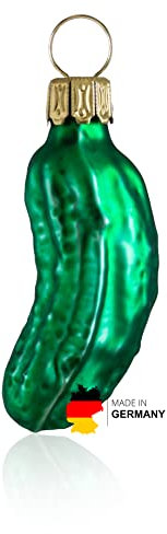 Glas Weihnachtsgurke klein, matt grün | aus der Glasbläserregion Lauscha | die Gurke für den Weihnachtsbaum als Baumschmuck | an American Pickle, Christbaumgurke, Glasgurke Weihnachtsdeko 5,5 cm