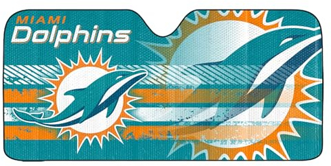 Fanmats 60060 NFL Miami Dolphins Windshield Sun Auto Shade, Sun Shield Sun Visor | Accordion tri-fold for storage | 59 x 29.5, Colorful Team Design