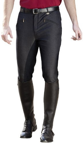 USG Herren Reithose Malte mit schwarzem Vollpatch, Größe 50, anthrazit/schwarz