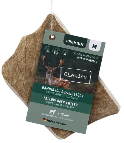Chewies Cornamenta de Ciervo para Perros – Cornamenta para Masticar de Barras de Lanzamiento del Ciervo – Natural y Rico en minerales – Talla M: para Perros de hasta 25 kg