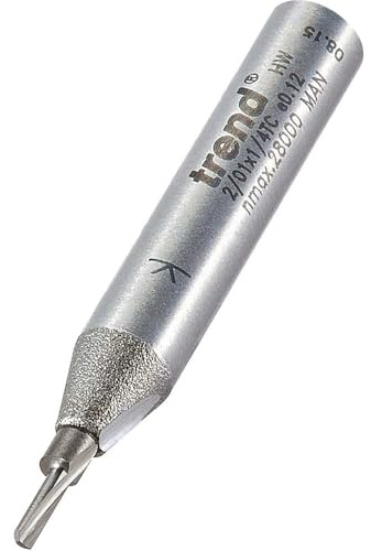 Trend Professional Single Flute Cutter, 1/4 Inch Shank, 1.5mm Cut Diameter & 6mm Cut Length, Tungsten Carbide Tipped, 2/01X1/4TC