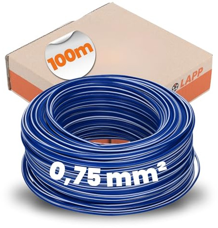 100 Meter Lapp 4510922 H05V-K 0,75 mm² dunkelblau-weiß I Verdrahtungsleitung I Aderleitung flexibel I PVC-Einzelader I Litze 0,75mm2 I Verdrahtung