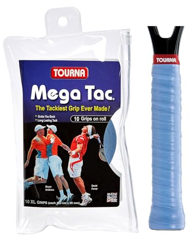 Unique Overgrip Mega TAC 10er - Mango de Raqueta de Tenis, Color Azul, Talla Standard