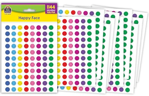 Teacher Created Resources Mini Happy Face Stickers Valu-Pak, 1144 Stickers (TCR6633)