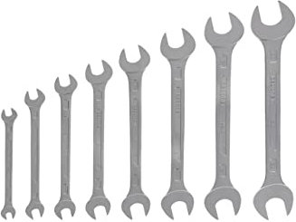 GEDORE Doppelmaulschlüssel Satz, Set 8-teilig, SW 6-22 mm, metrisch, flach, Schraubenschlüssel Set, matt verchromt, 6-8