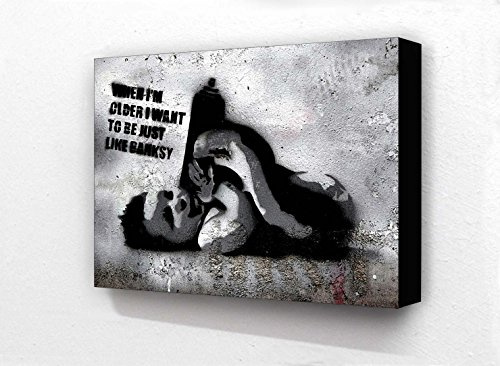 Banksy When I grow Up I Just Want To Be Like Banksy 6 x 4 Inches Postcard Size Block Mounted Print