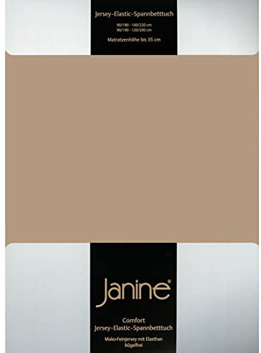 Janine Spannbettlaken Elastic - extra weiches und elastisches Spannbetttuch - für Matratzen 180x200cm bis 200x220cm Nougat