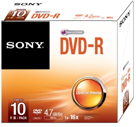 Sony 10DMR47SS 16x DVD-R 4.7GB Recordable DVD Media - 10 Pack